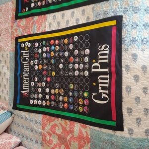 American Girl Grin Pins Display Banner - Black, Green, Yellow, Red